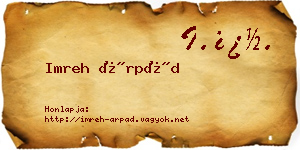 Imreh Árpád névjegykártya