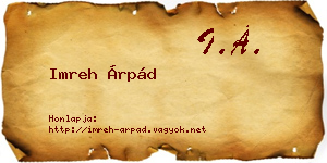 Imreh Árpád névjegykártya